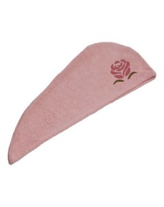 Полотенце тюрбан Роза женское с вышивкой 60 х 23 см махровое розовое Nat