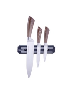 Набор куxонныx ножей на магнитной полоске 4 предмета 3 ножа держатель КМ5042 Kamille