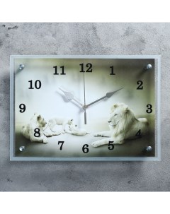 Часы настенные серия Животный мир Белые львы 25х35 см стрелки микс Сюжет