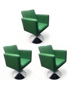 Парикмахерское кресло Кубик Зеленый 3 кресла Мебель бьюти