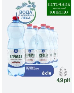 Вода питьевая BOROVAYA природная газированная ПЭТ 1 л 6 штук Боровая