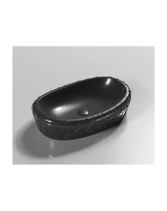 Накладная прямоугольная черная матовая раковина для ванной Bm777 керамическая Gid