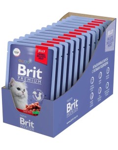 Влажный корм для кошек Premium Мясное ассорти и потрошками в желе 14 шт по 85 г Brit*