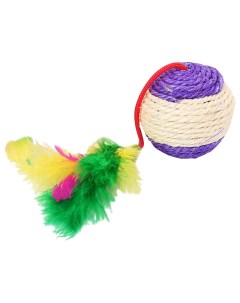Игрушка для кошек шар из сизали с перьями Лоретта 6 5 см микс цветов Пижон