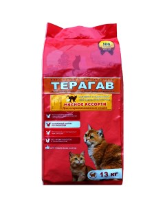 Сухой корм для кошек Терегав для стерилизованных мясное ассорти 13 кг Терагав