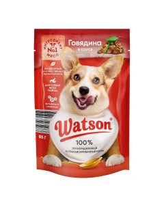 Влажный корм для собак с говядиной в соусе 85 г Watson