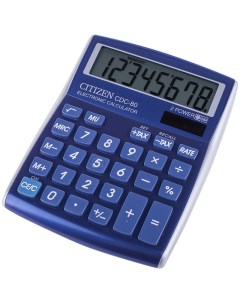 Калькулятор настольный 8 разр 2 е питание TAX MU синий разм 135х108х24 мм Citizen