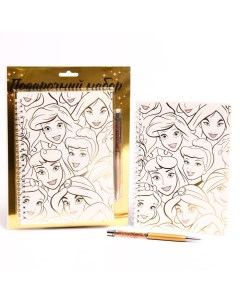 Подарочный набор ежедневник А5 Принцессы на гребне 60 листов и ручка Принцессы Disney