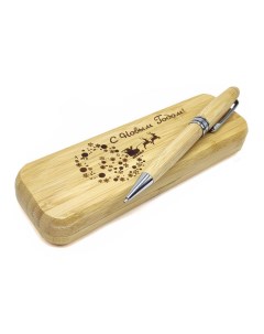 Подарочная шариковая ручка в деревянном пенале синяя паста 1 0 мм Bamboowood