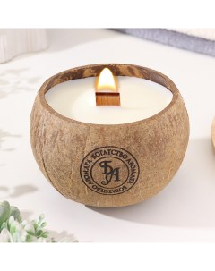 Свеча в кокосе ароматическая эрл грей соевый воск 8х10 см в коробке Nobrand