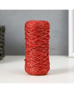 Шнур для вязания 100 полиэфир с люрексом 1 мм цилиндр 75 10гр 200м 27 красный золото Softino