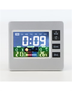 Часы электронные настольные с метеостанцией с календарем и будильником 7 7 х 8 6 см Nobrand