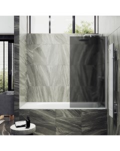 Шторка на ванну MGV 89 1ш 900x1400 в широком профиле Белый стекло графитовое матовое Maybah glass