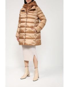 Пальто утепленное с меховым капюшоном Emme marella