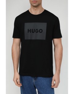 Хлопковая футболка с принтом бренда Hugo
