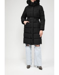 Утепленное пальто со съемным капюшоном и поясом Desigual