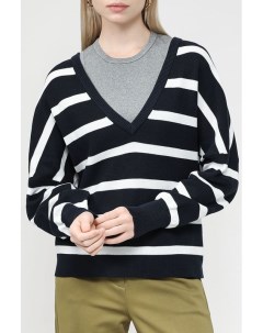 Пуловер с V вырезом в полоску Esprit casual