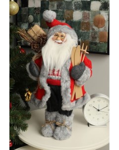 Дед Мороз с лыжами и подарками 45 см Maxitoys luxury