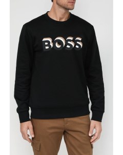 Хлопковый свитшот с принтованным логотипом Boss