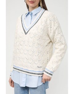 Пуловер с V вырезом ажурной вязки Pepe jeans
