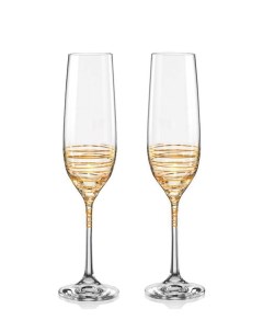 Набор из 2 бокалов для шампанского Золотая спираль 190 мл Crystalex