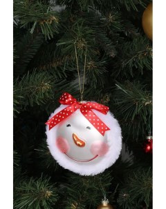 Стеклянный елочный шар Снеговичок с бантиком Holiday classics