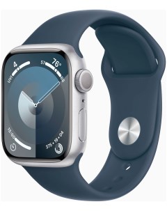 Смарт часы Watch Series 9 A2978 41 мм OLED корпус серебристый Sport Band ремешок синий 150 200 мм MR Apple