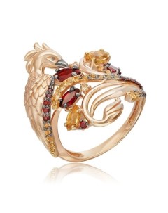 Кольцо с гранатами и цитринами из красного золота Platina jewelry