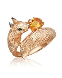 Кольцо с эмалью и цитринами из красного золота Platina jewelry