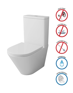 Унитаз напольный Торнадо GR-4449SQ белый, с крышкой микролифт, и системой смыва торнадо Grossman