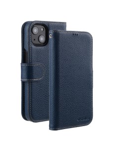 Кожаный чехол книжка Wallet Book Type для iPhone 15 темно синий Melkco