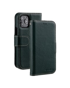 Кожаный чехол книжка Wallet Book Type для iPhone 15 Pro темно зеленый Melkco