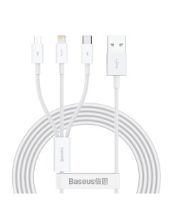 Кабель Superior Series Fast Charging Data USB MicroUSB Type C Lightning 1 м Белый Baseus