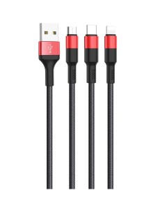 Кабель USB 2 0 A m micro USB 2 0 B m 1м X26 Xpress 3in1 Черный Красный Hoco