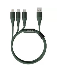 Кабель USB micro USB Lightning USB Type C 1 2 м зеленый Solove