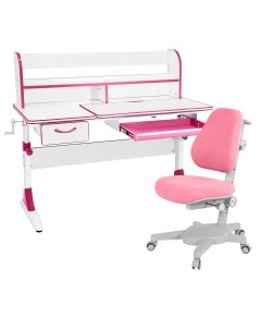 Комплект парта Study 120 Lux белый розовый с розовым креслом Armata Anatomica