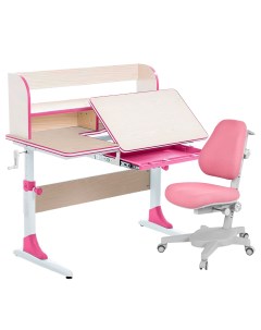 Комплект парта Study 100 Lux клен розовый с розовым креслом Armata Anatomica