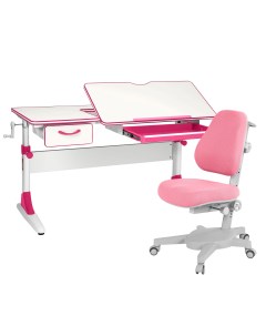 Комплект парта Study 120 белый розовый с розовым креслом Armata Anatomica