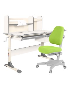 Комплект парта Genius белый серый с зеленым креслом Armata Anatomica
