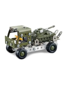 Металлический конструктор Военный грузовик с танком 133 дет 24х18х4 см Playsmart