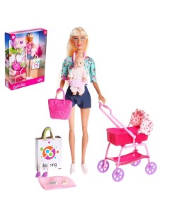 Кукла модель Молодая мама с пупсом с аксессуарами цвет бирюзовый Defa lucy