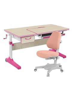 Комплект парта Uniqa Lite клен розовый со светло розовым креслом Armata Anatomica