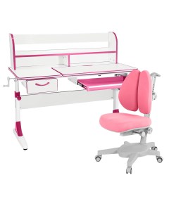Комплект парта Study 120 Lux белый розовый с розовым креслом Armata Duos Anatomica