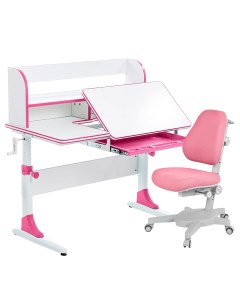 Комплект парта Study 100 Lux белый розовый с розовым креслом Armata Anatomica