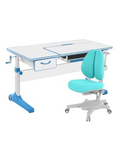 Комплект парта Uniqa Lite белый голубой с голубым креслом Armata Duos Anatomica