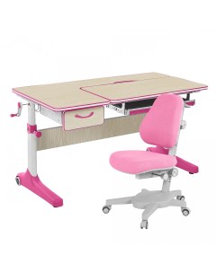 Комплект парта Uniqa Lite клен розовый с розовым креслом Armata Anatomica