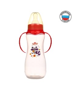 Бутылочка для кормления Енотик Тобби приталенная с ручками 250 мл 0 красный Mum&baby