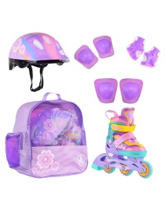 Раздвижные роликовые коньки FLORET Violet шлем защита сумка XS 27 30 Alpha caprice