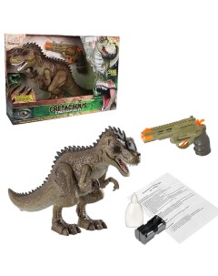 Игровой набор Junfa Охота на динозавра Тираннозавр и пистолет на ИК управлении зеленый Junfa toys