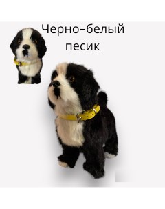 Интерактивная собака на батарейках ходит лает черный белый Nobrand